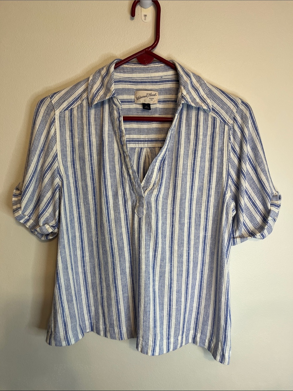 Universal Thread Blue and White Striped Pop Over style  Shirt.